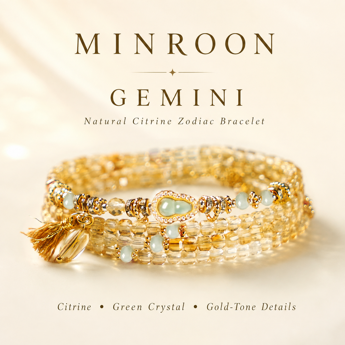 Gemini Natural Citrine Zodiac Bracelet