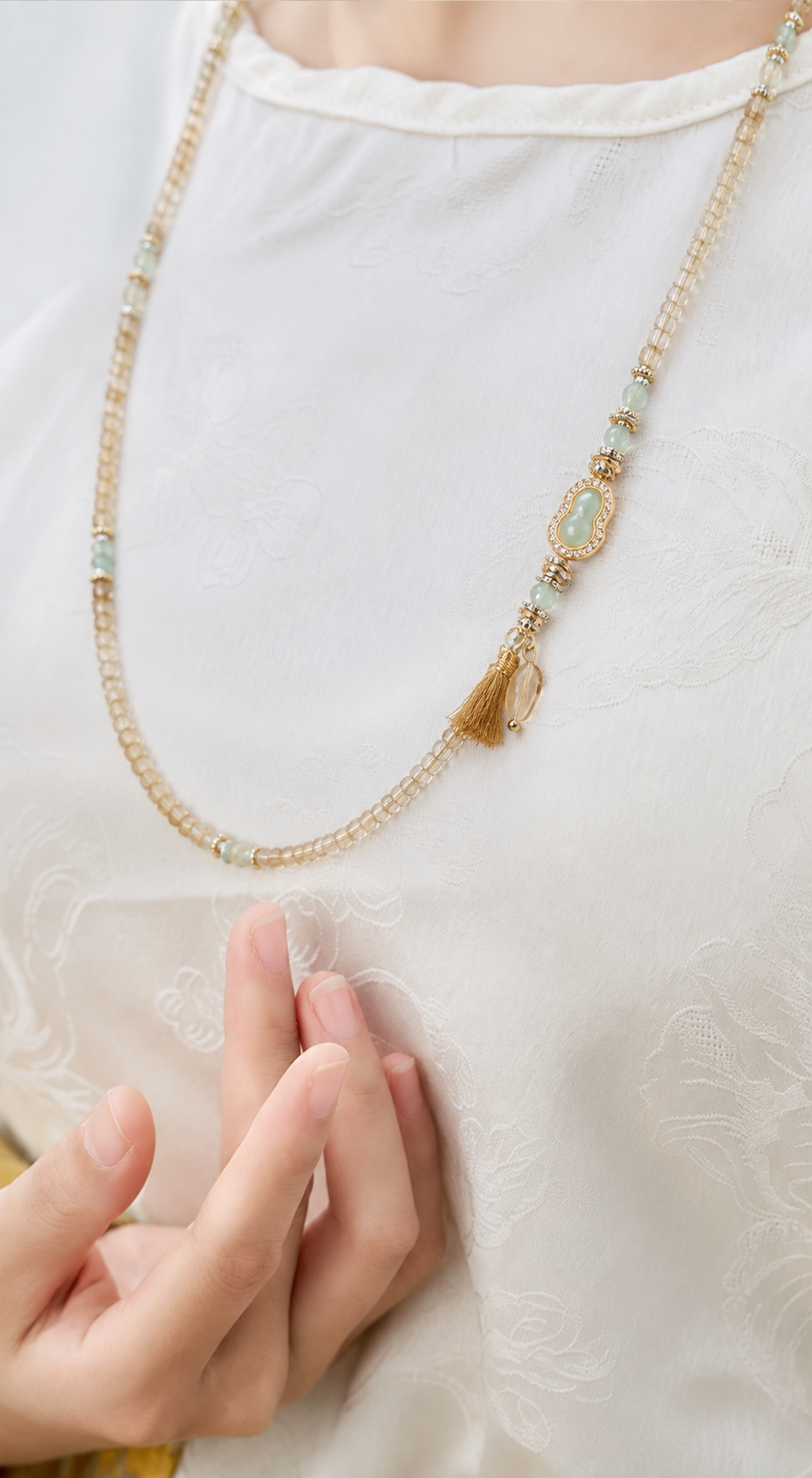 Gemini citrine bracelet styled as necklace