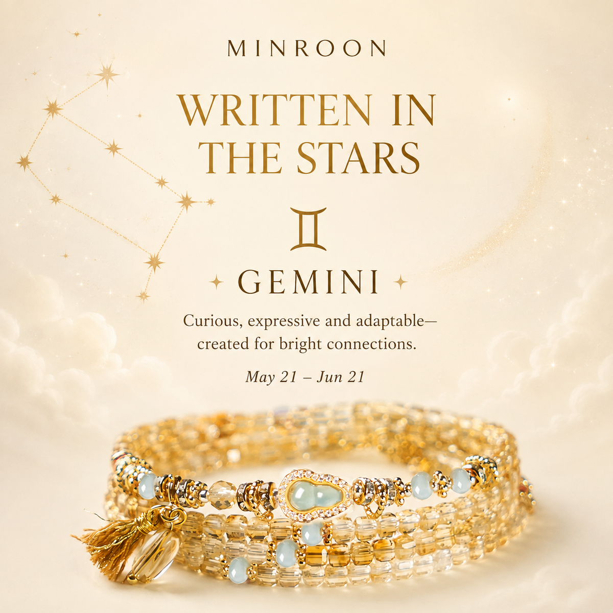 Gemini zodiac story and bracelet