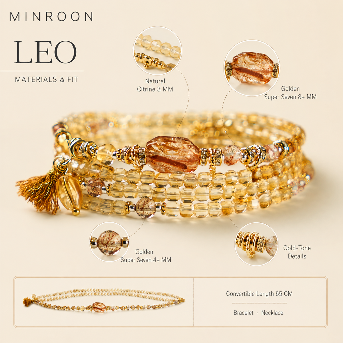 Leo bracelet materials and details