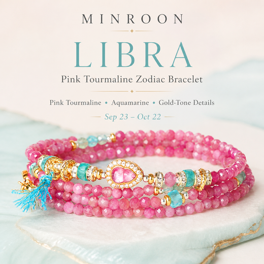 Libra Pink Tourmaline Zodiac Bracelet