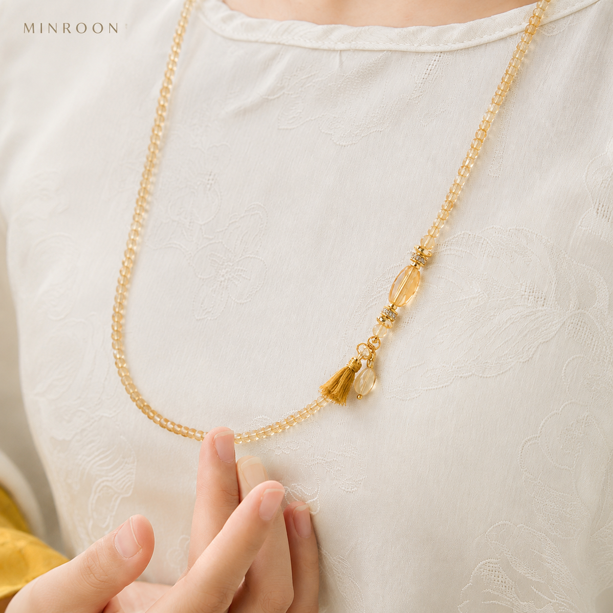 Libra citrine convertible bracelet styled as necklace