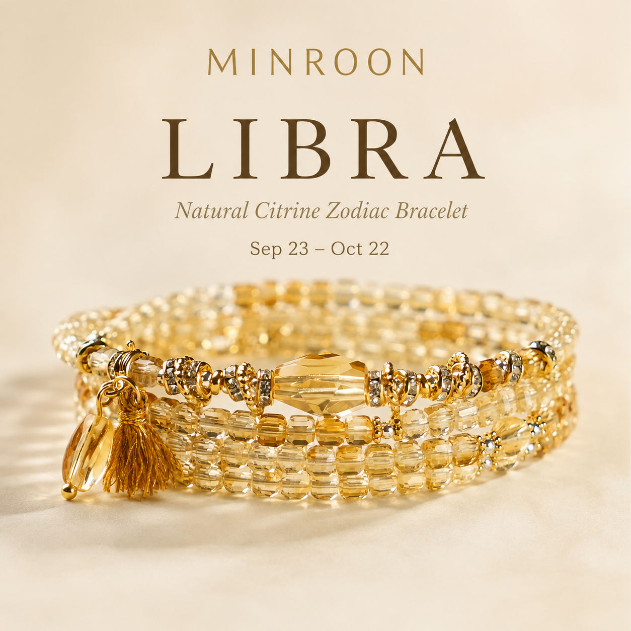 Libra Natural Citrine Zodiac Bracelet by MINROON