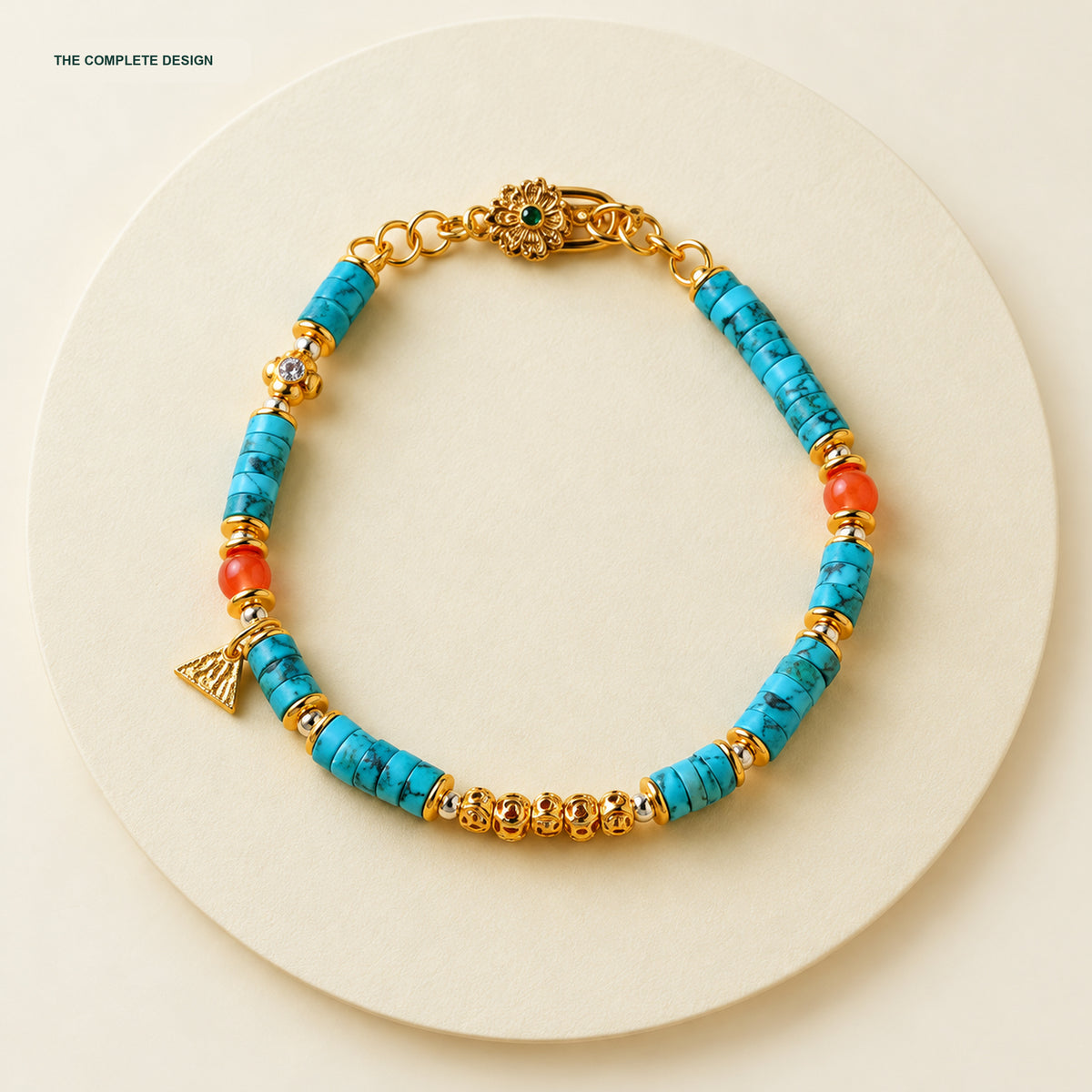 Turquoise and red agate bracelet clean product view