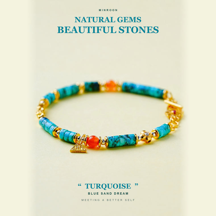 Blue Sand Dream Turquoise & Red Agate Bracelet