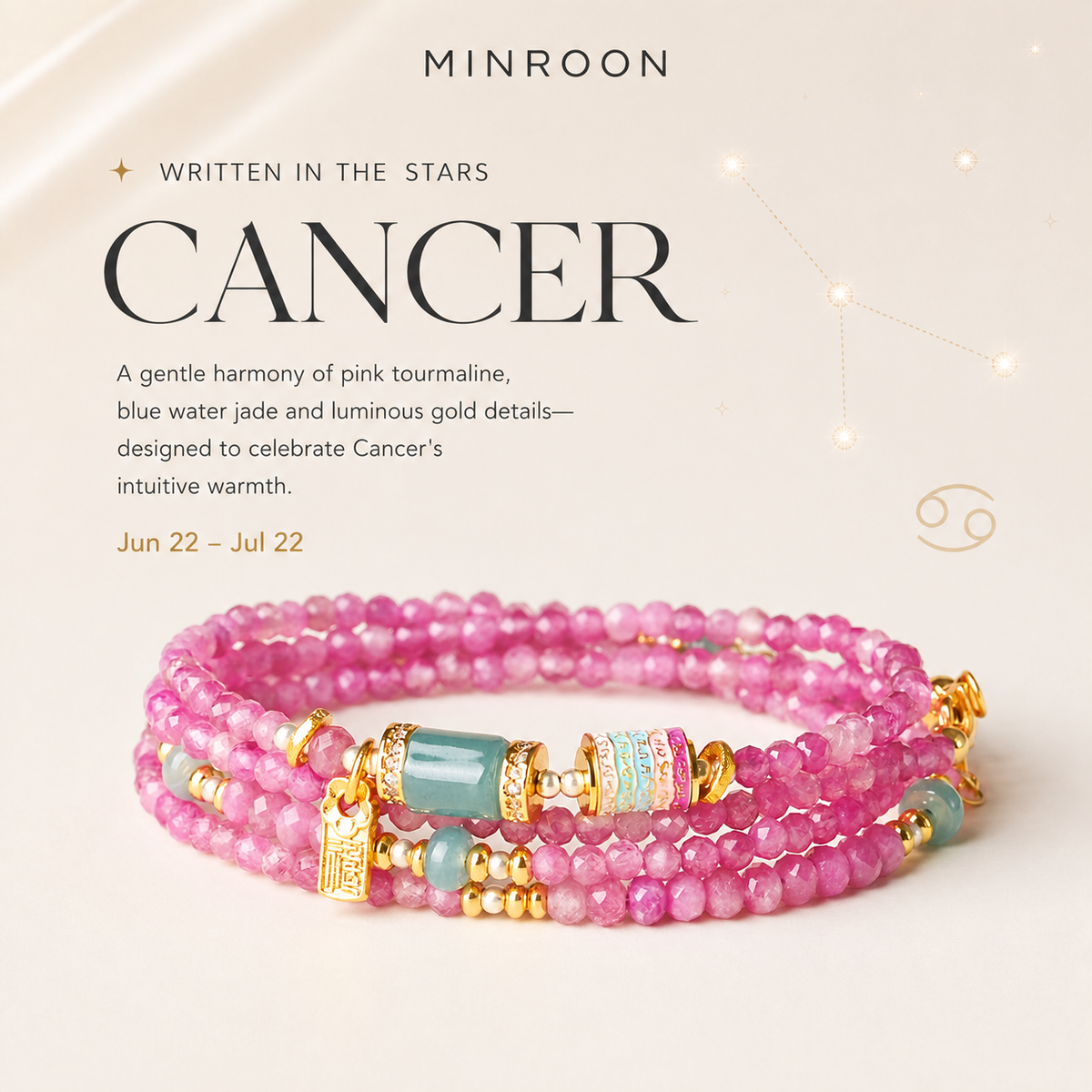 Cancer Pink Tourmaline bracelet product story