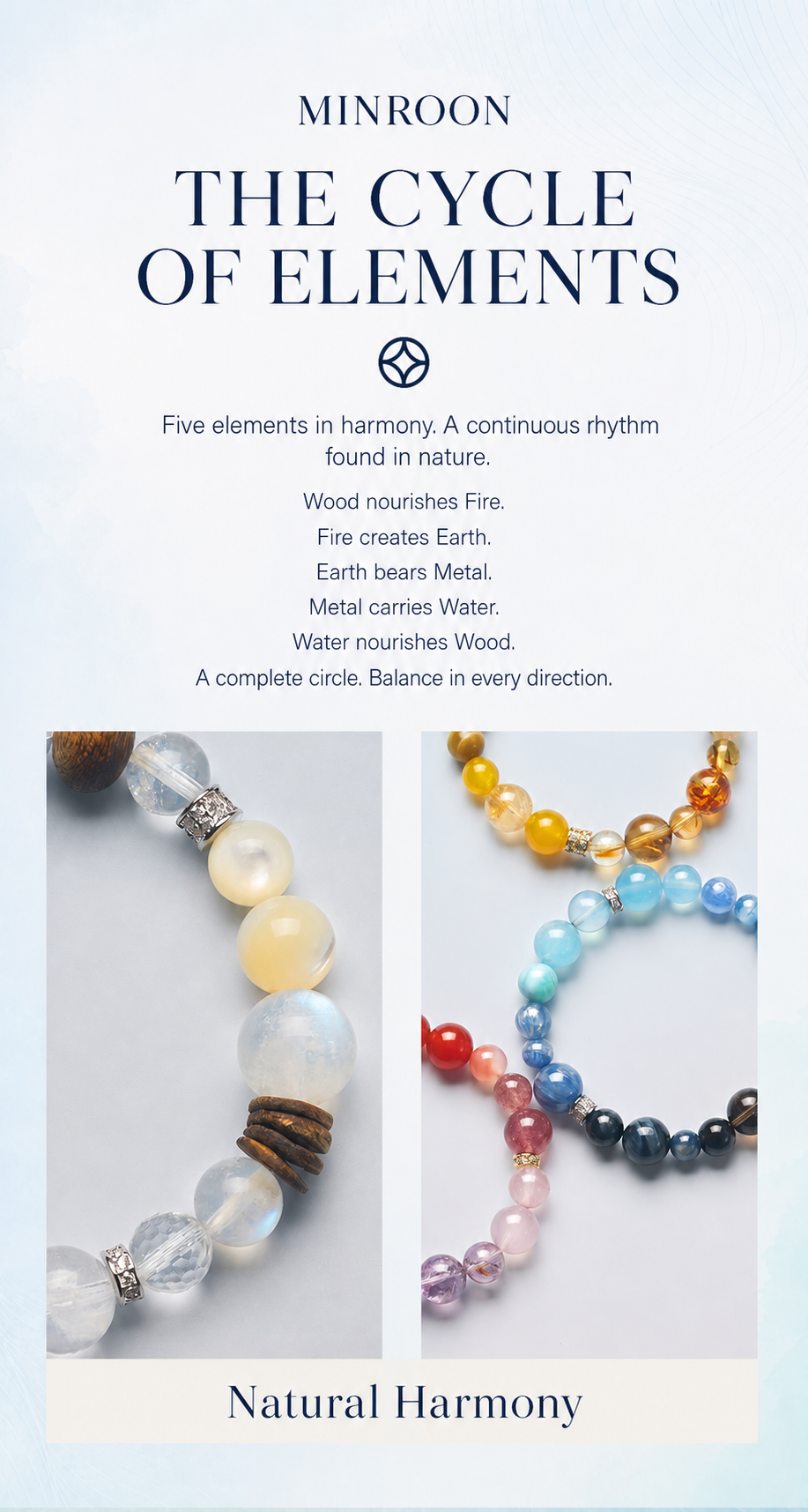 MINROON complete cycle of Five Elements crystal guide