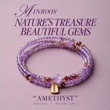 MINROON Joy Charm amethyst wrap bracelet coiled on a lilac background