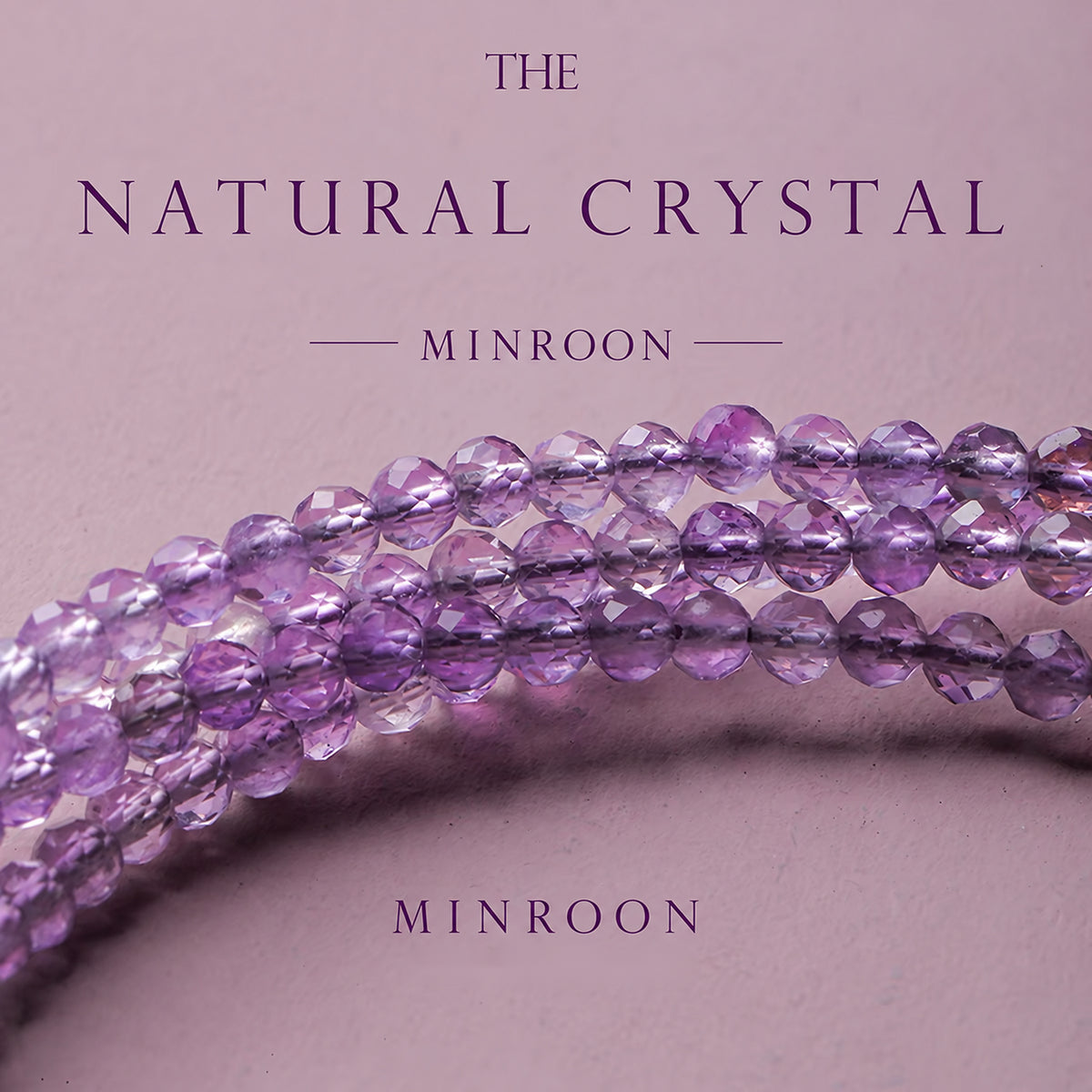 Detailed view of faceted violet amethyst beads