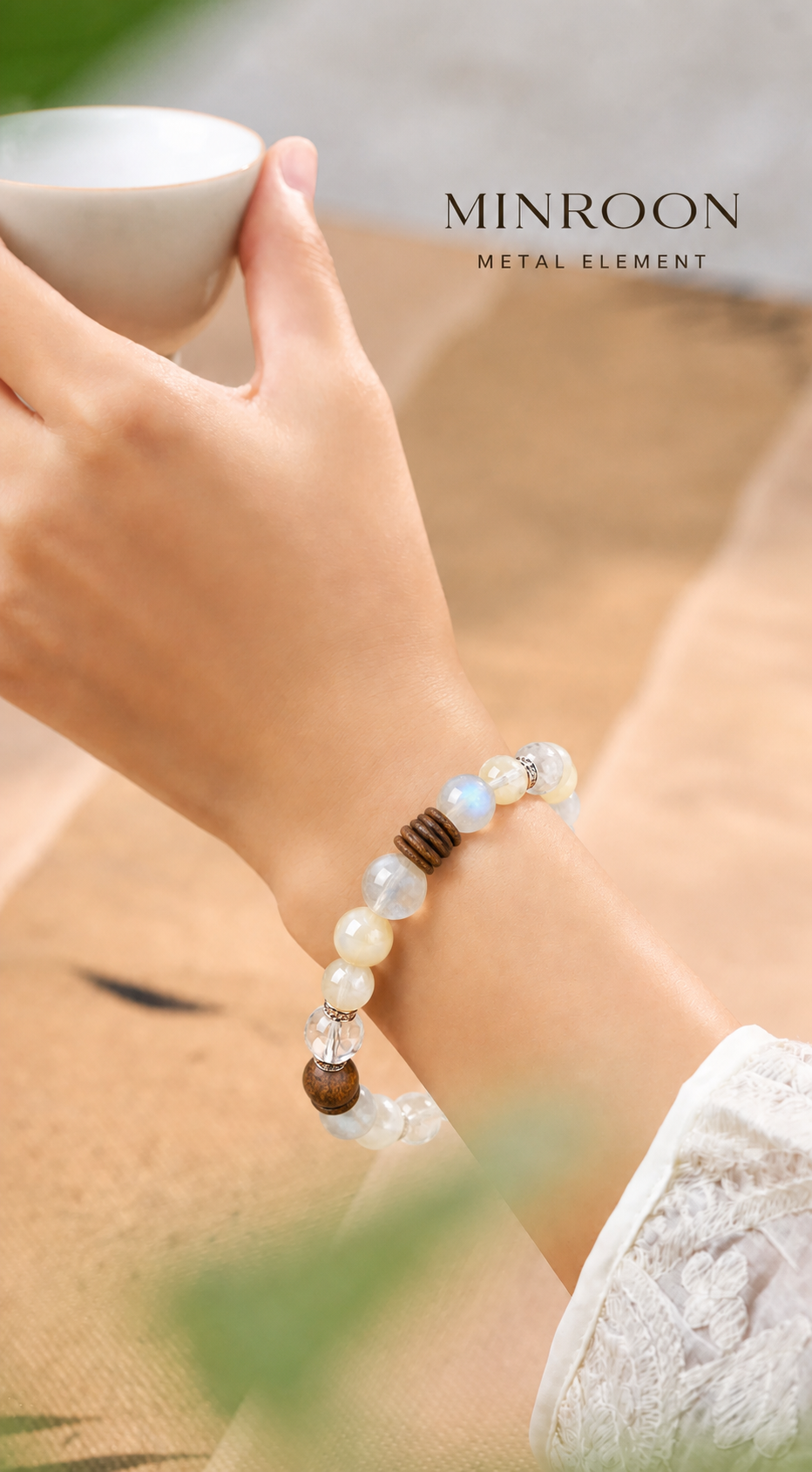 MINROON Metal Element crystal bracelet worn on wrist