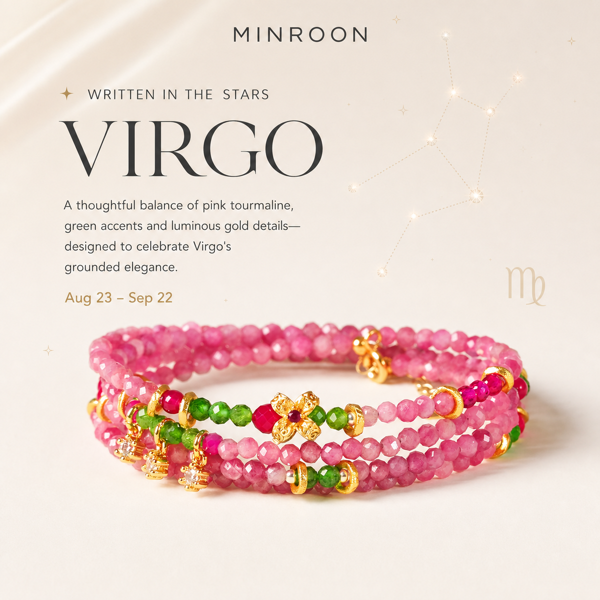 Virgo Pink Tourmaline bracelet product story