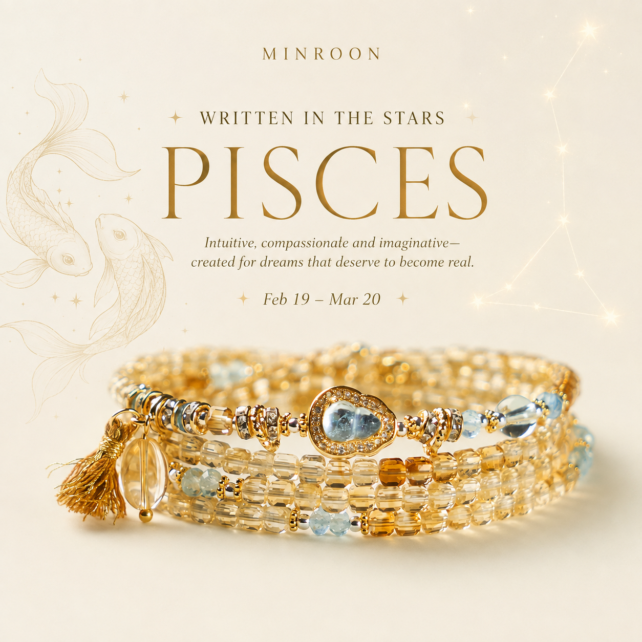 MINROON Pisces natural citrine zodiac story