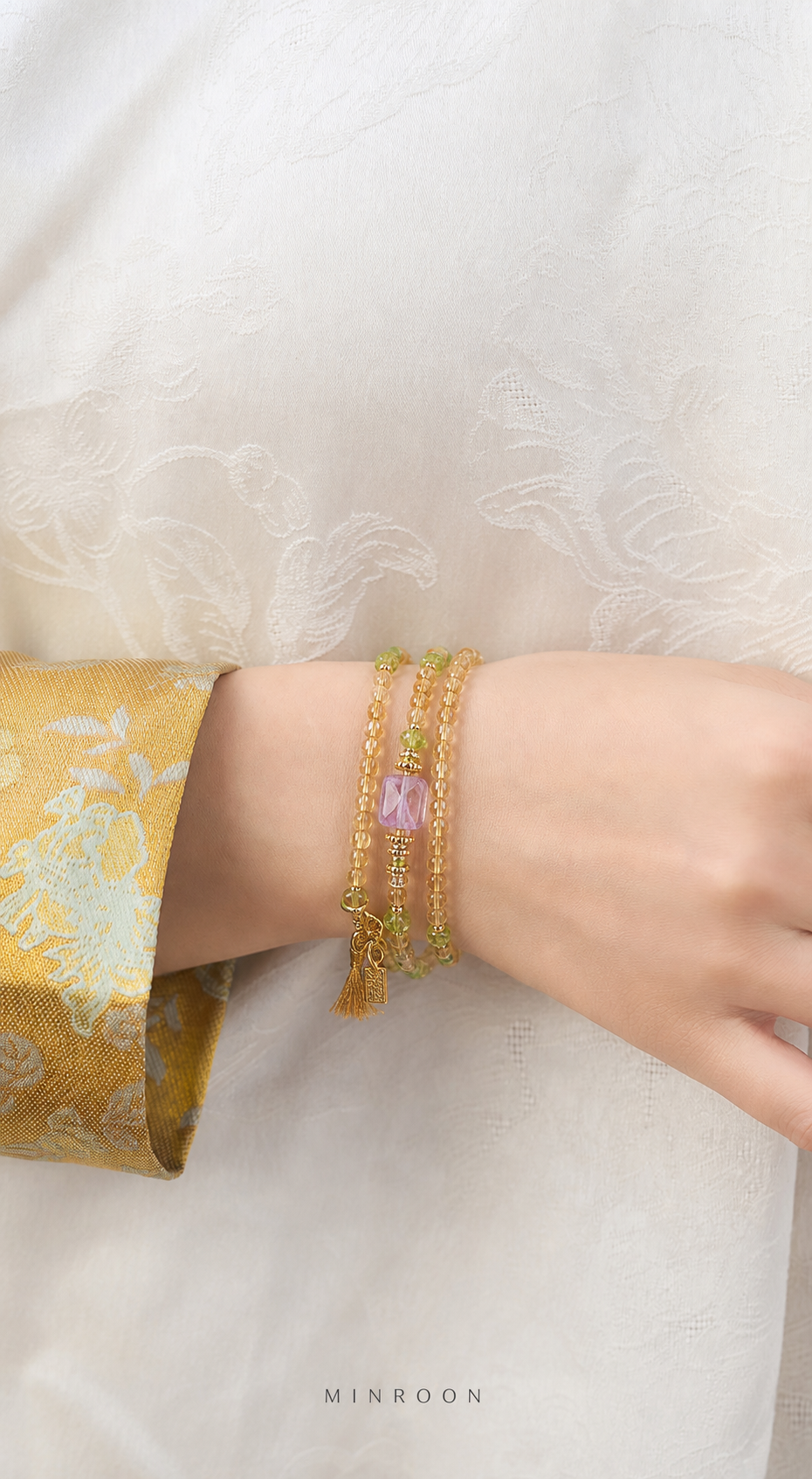 Sagittarius citrine bracelet worn on wrist