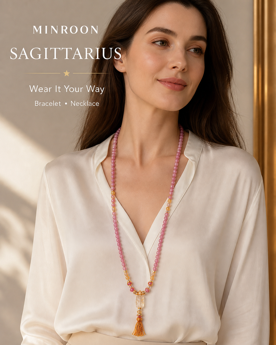 Sagittarius convertible bracelet worn as necklace