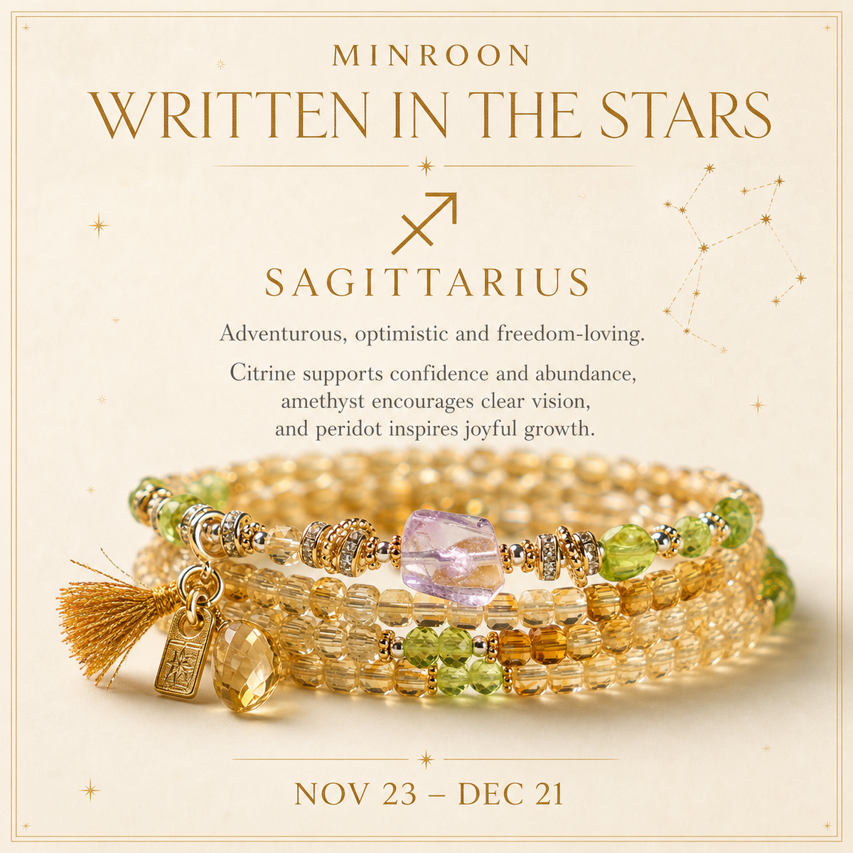 Sagittarius zodiac story and natural citrine bracelet