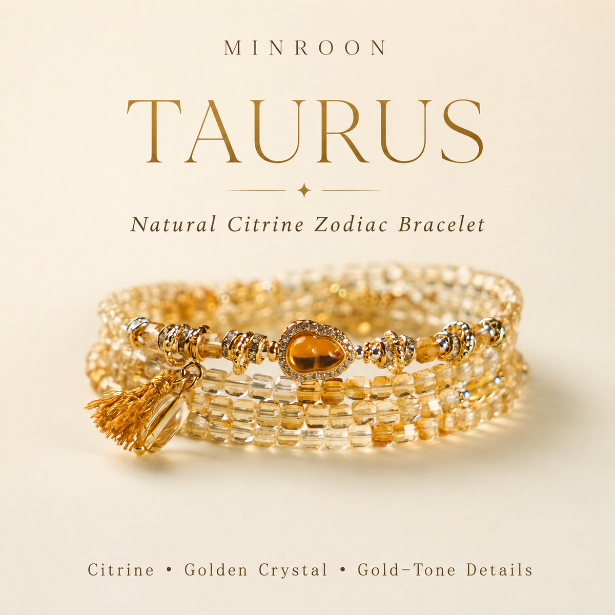 Taurus Natural Citrine Zodiac Bracelet