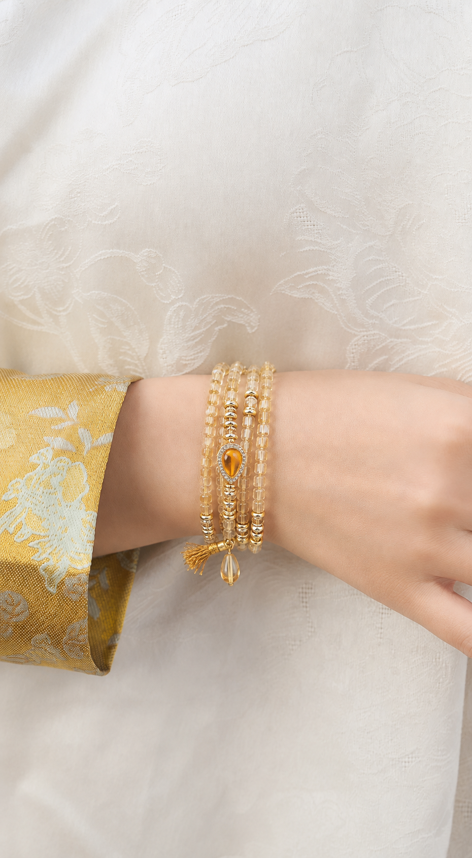 Taurus citrine bracelet worn on wrist