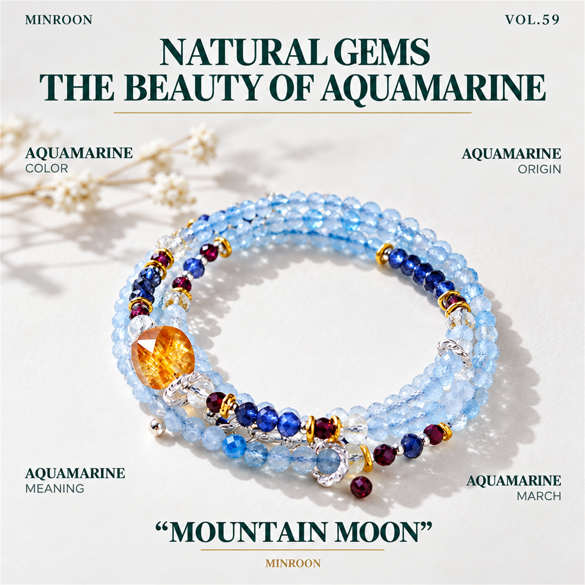 Mountain Moon aquamarine square magazine cover by MINROON