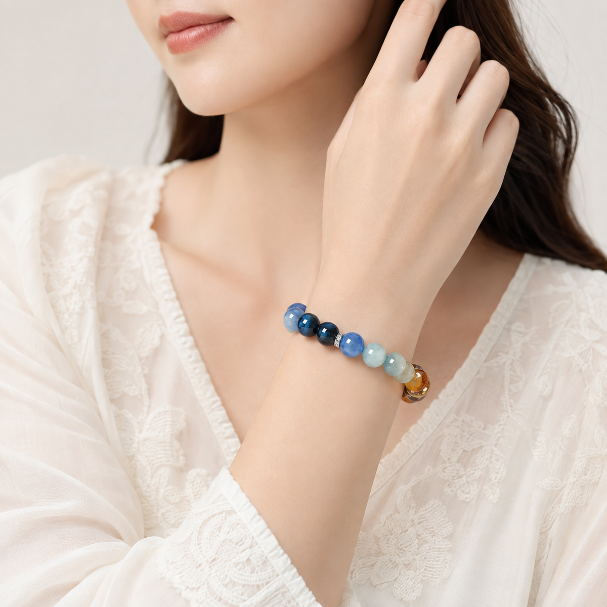 Aquamarine Water Earth Five Elements Bracelet wrist