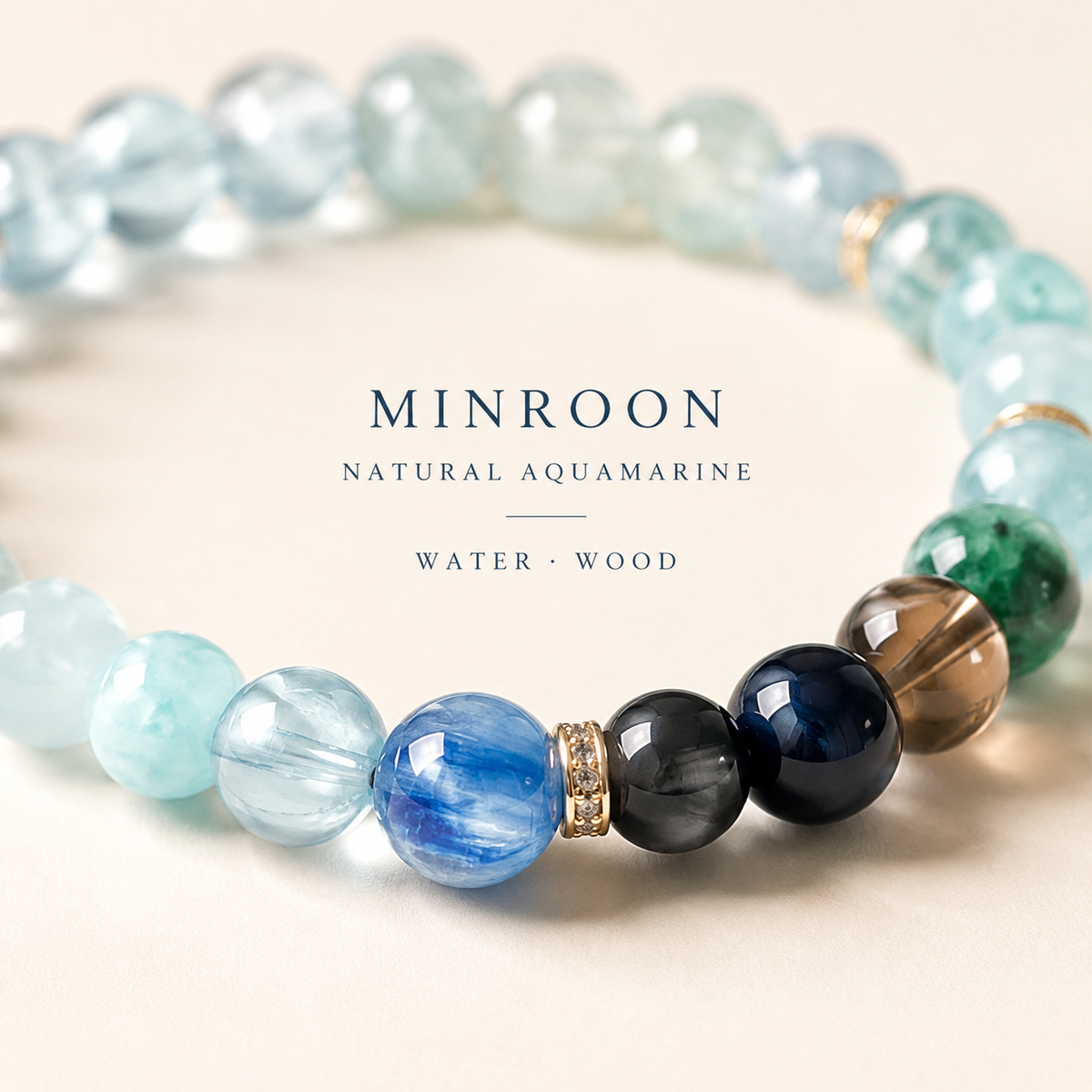 Aquamarine Water Wood bracelet close-up